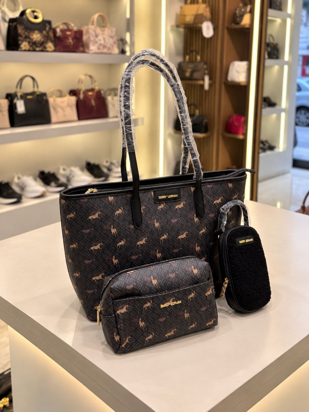 Emily Loran Pegasus Print 3-Piece Tote Bag Set