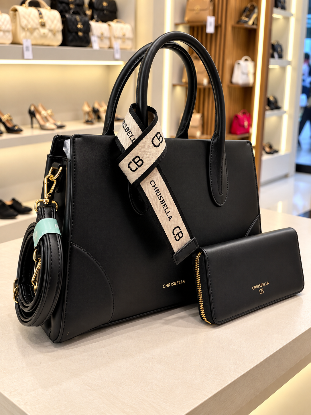 Chris Bella Women's Satchel Bag with Matching Wallet