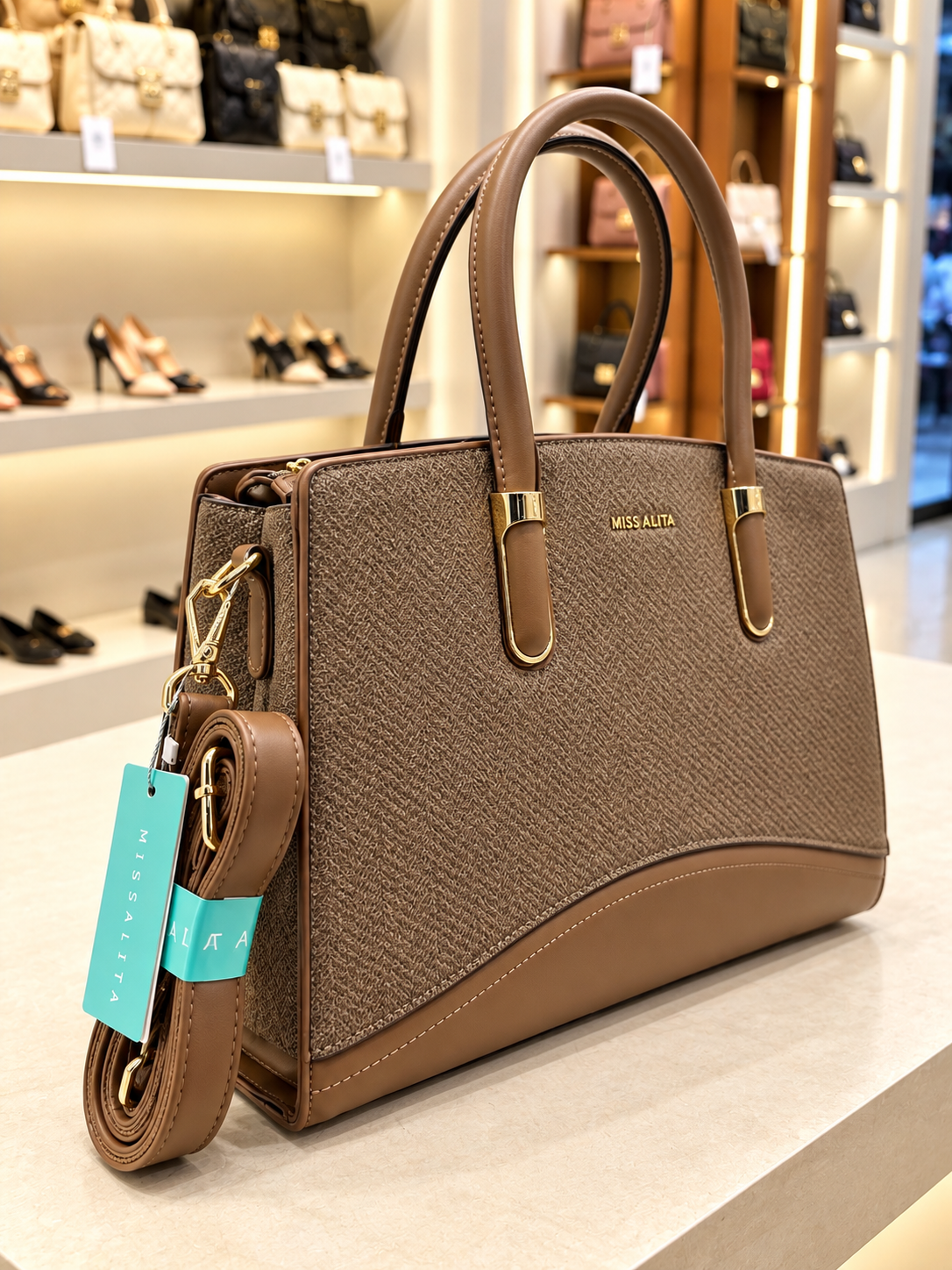 Miss Alita Textured Top-Handle Handbag