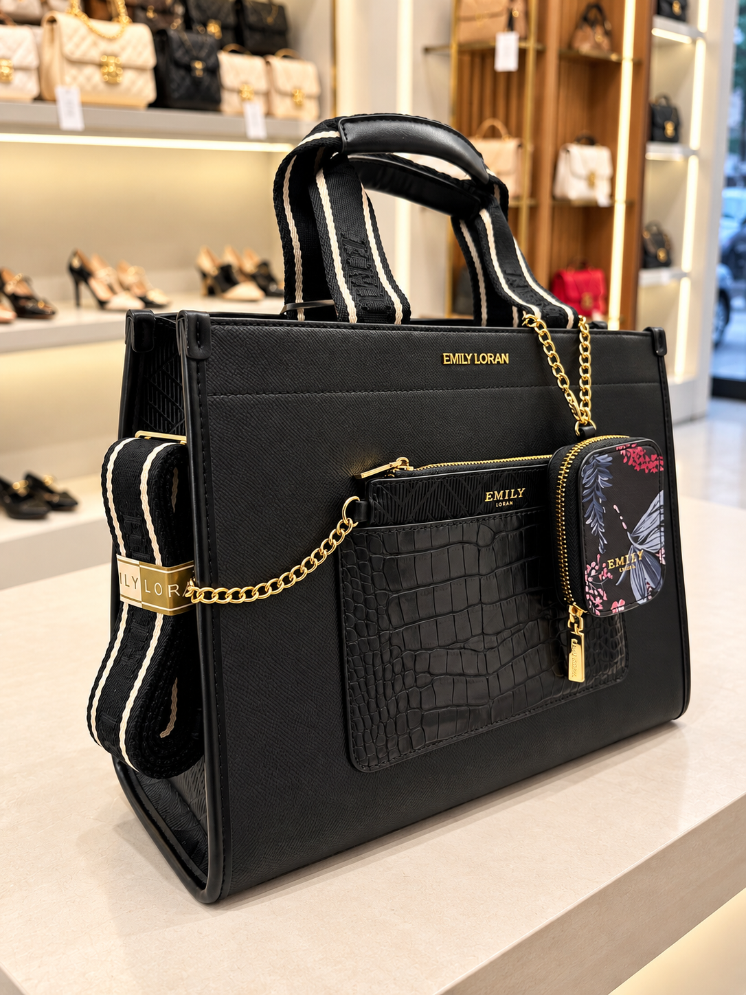 Emily Loran Textured Tote Bag with Coin Purse