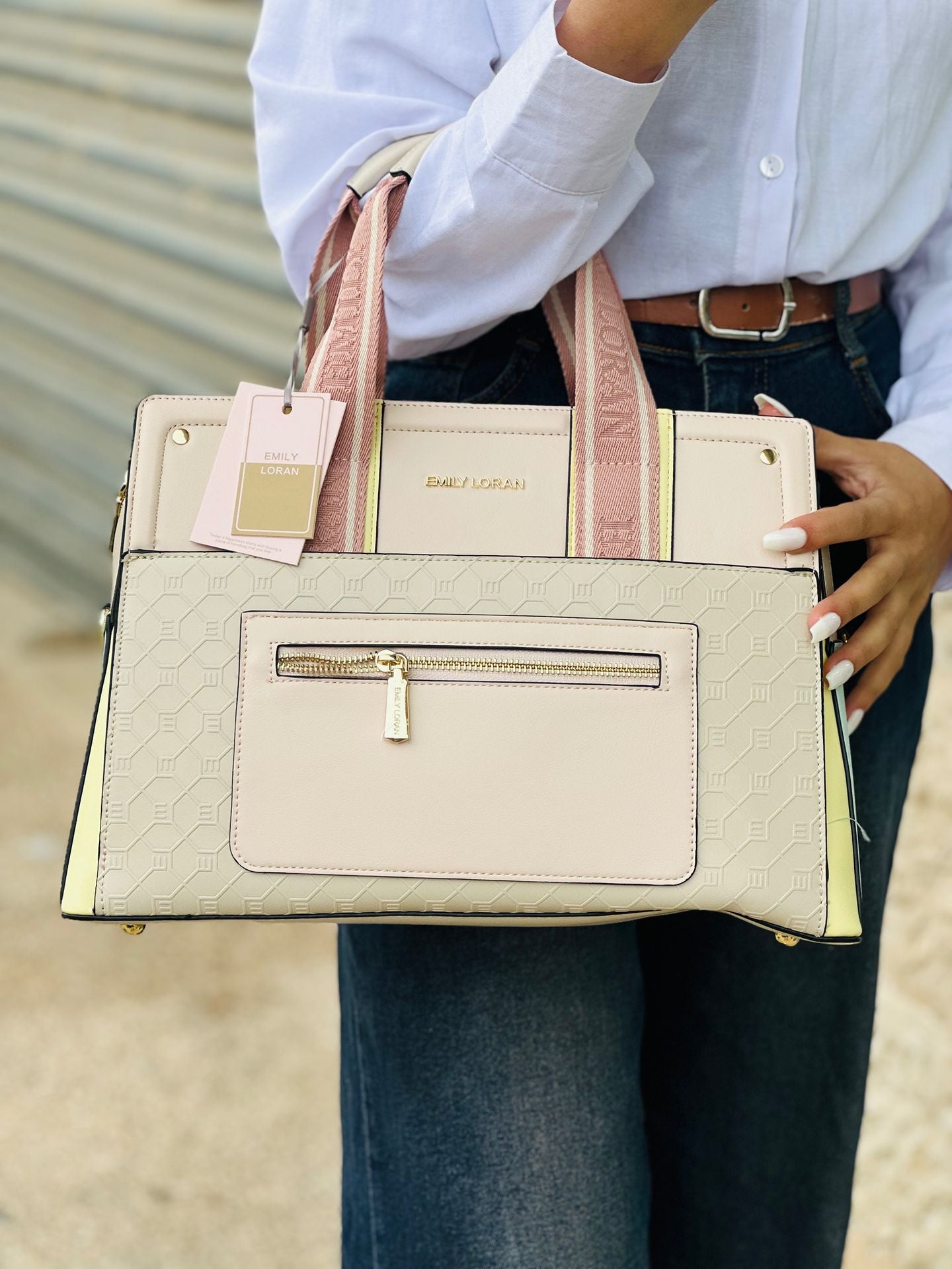 Emily Loran Elegant Pastel Multi-Tone Tote Bag