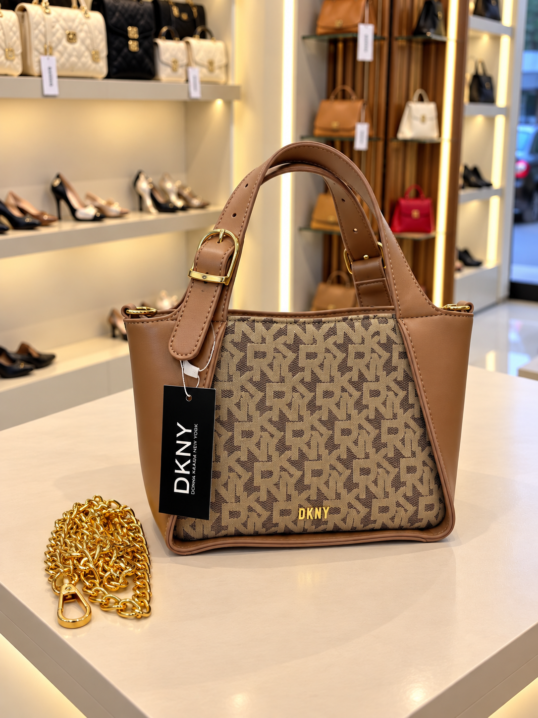 DKNY Monogram Jacquard Small Satchel Bag
