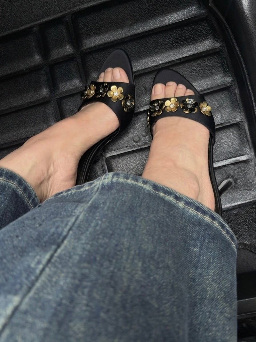 Satin Bow Mule Heels
