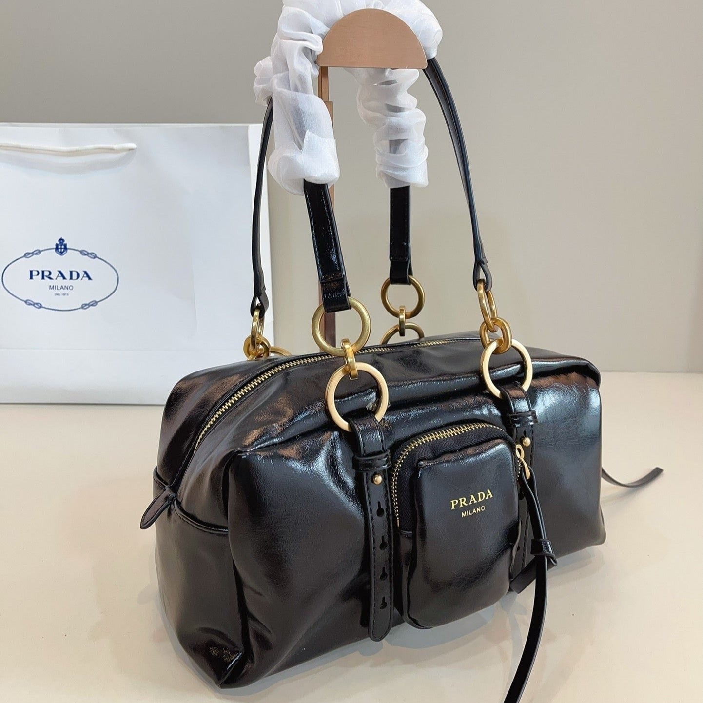Dangle Medium Leather Shoulder Bag