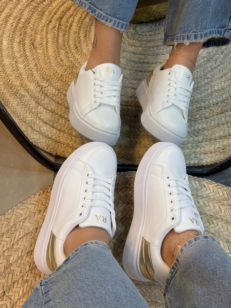 White Flat Platform Sneakers