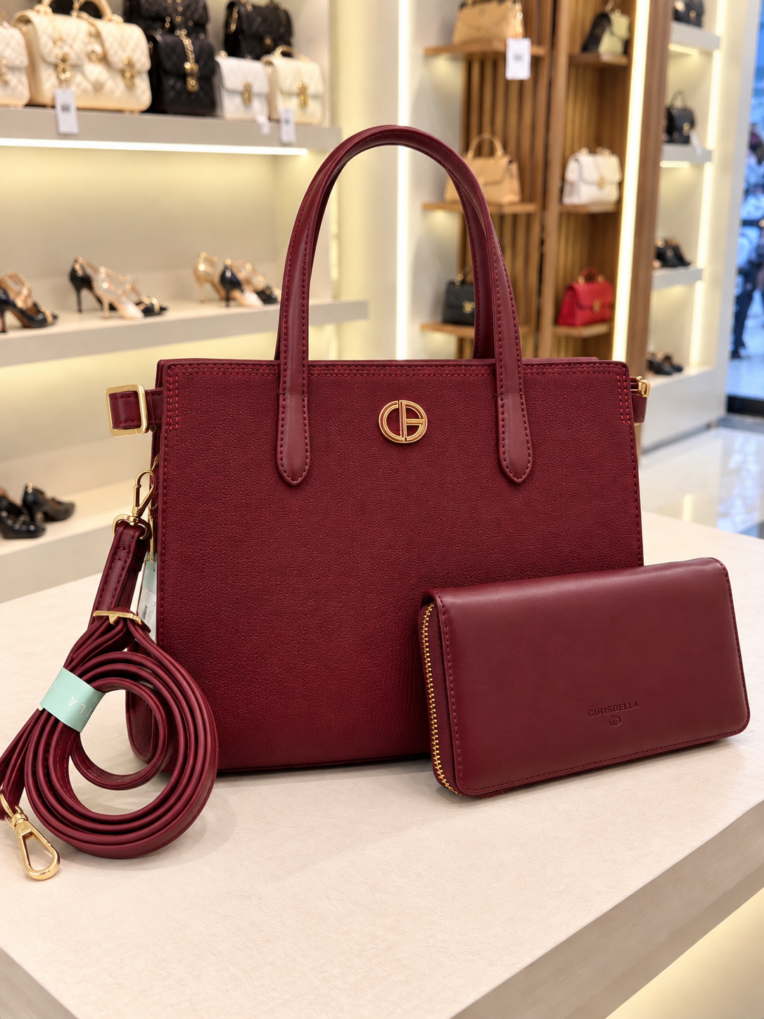 Textured Chrisbella Tote Bag with Matching Wallet