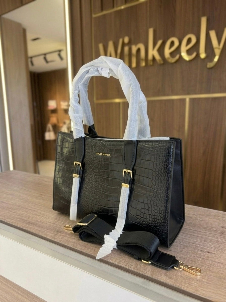 David Jones handbag features a crocodile