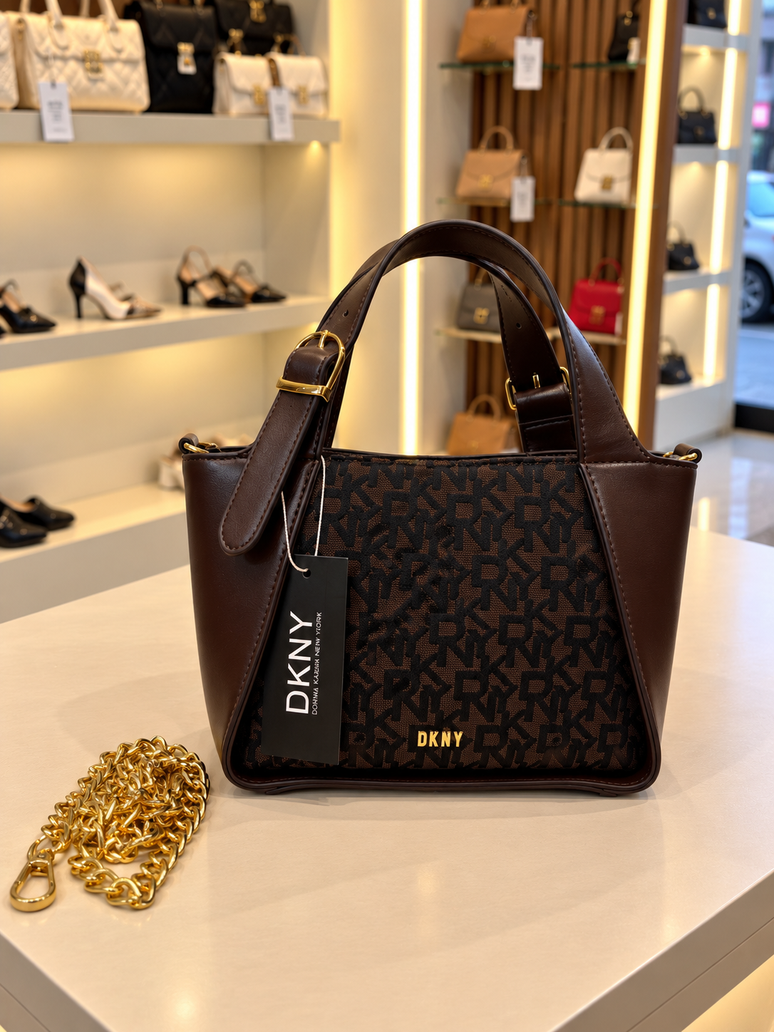 DKNY Monogram Jacquard Small Satchel Bag