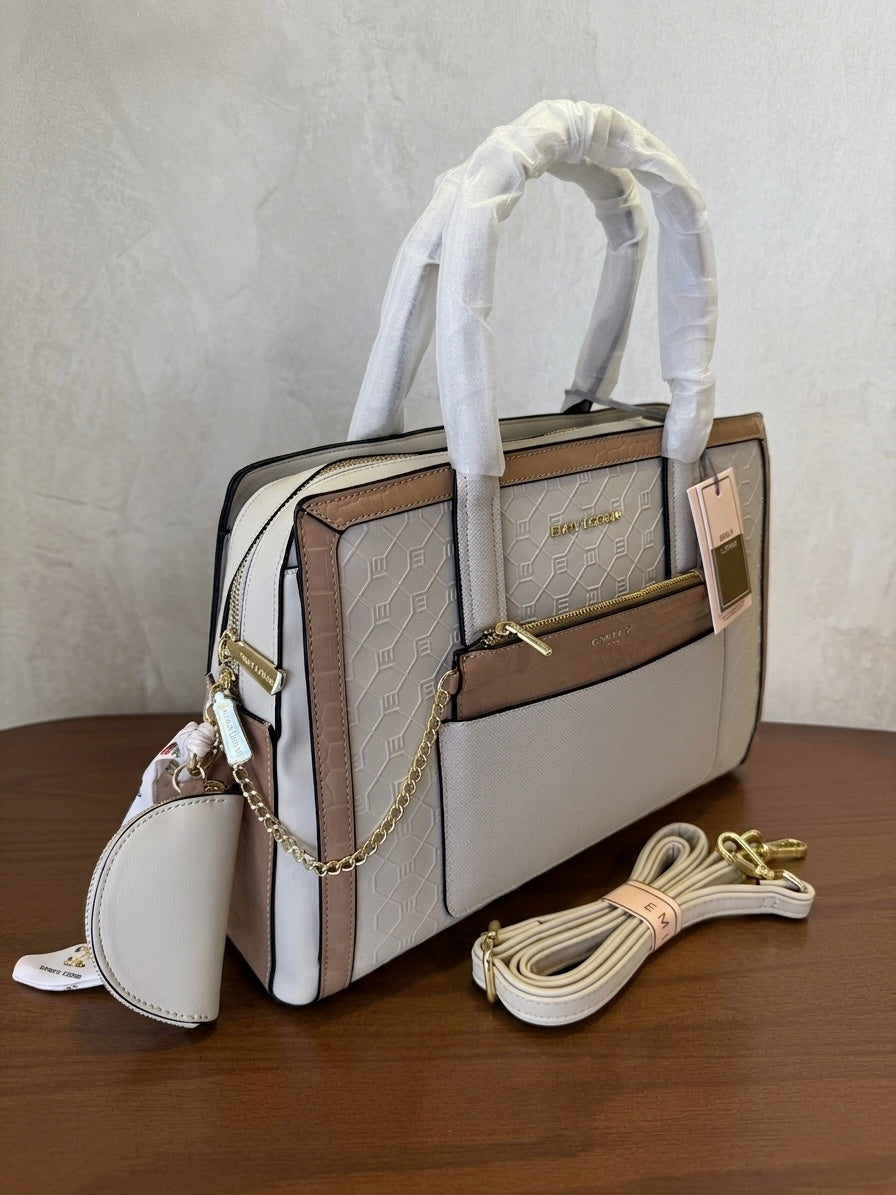 Embossed Geometric Satchel Bag