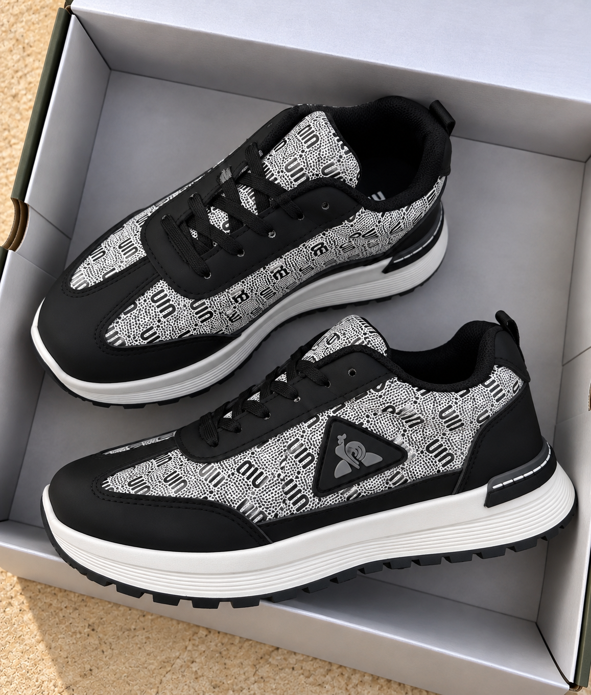 Contrast Panel Monogram Sneakers