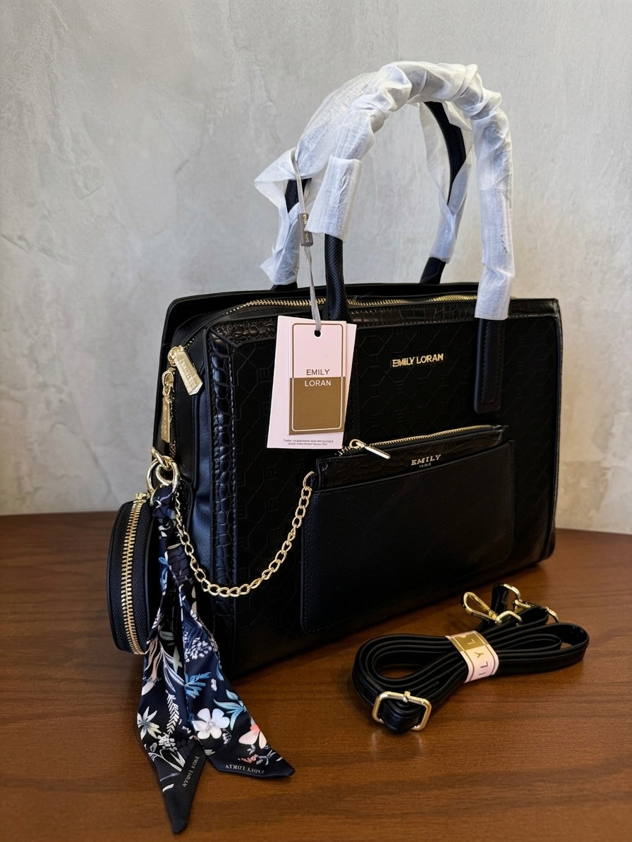 Embossed Geometric Satchel Bag