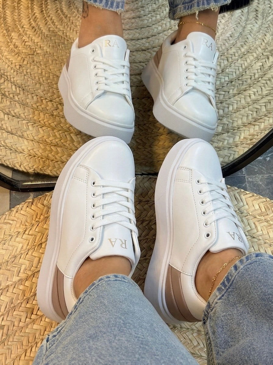 White Flat Platform Sneakers