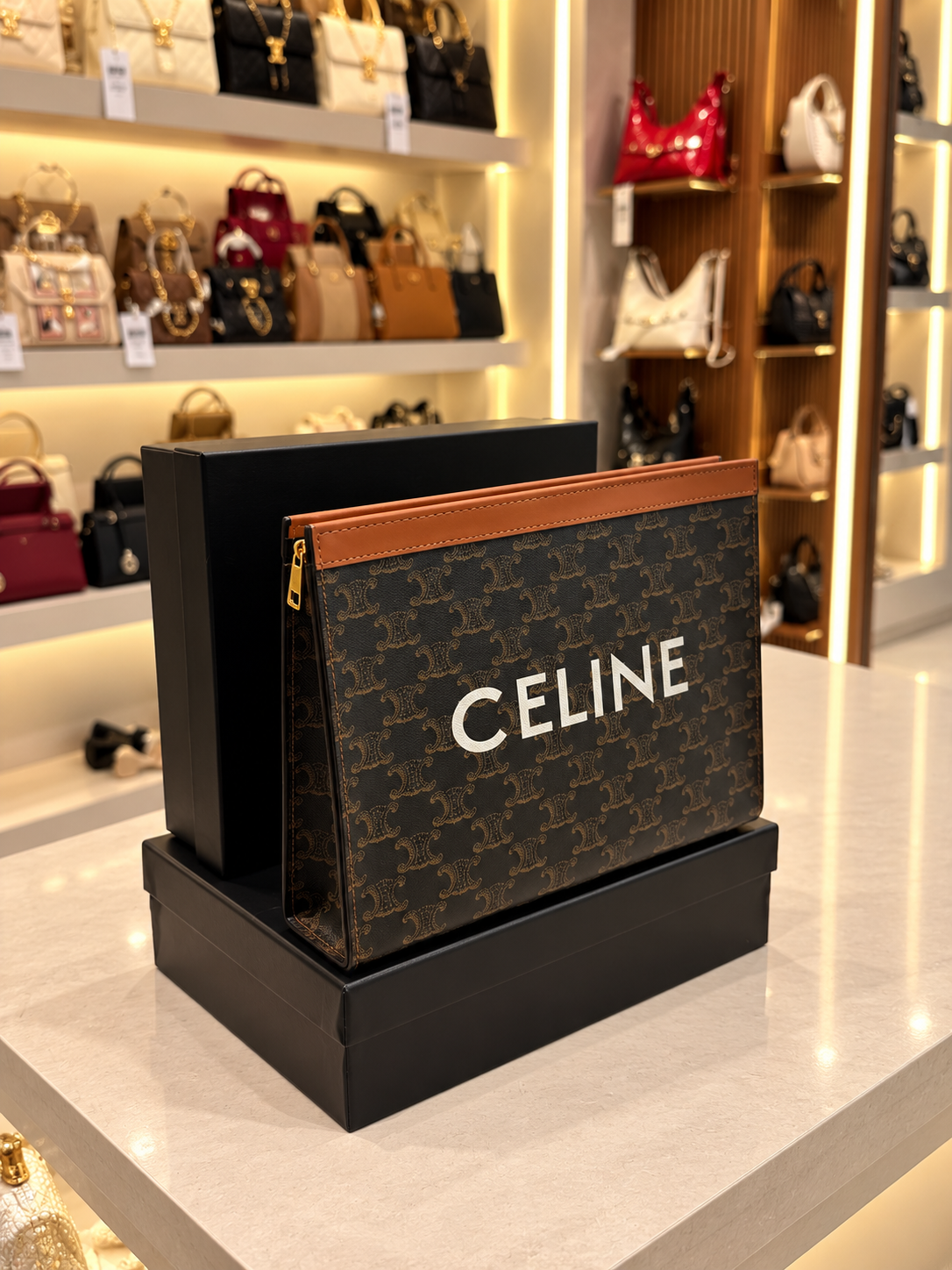 CELINE Triomphe Canvas Small Zip Pouch