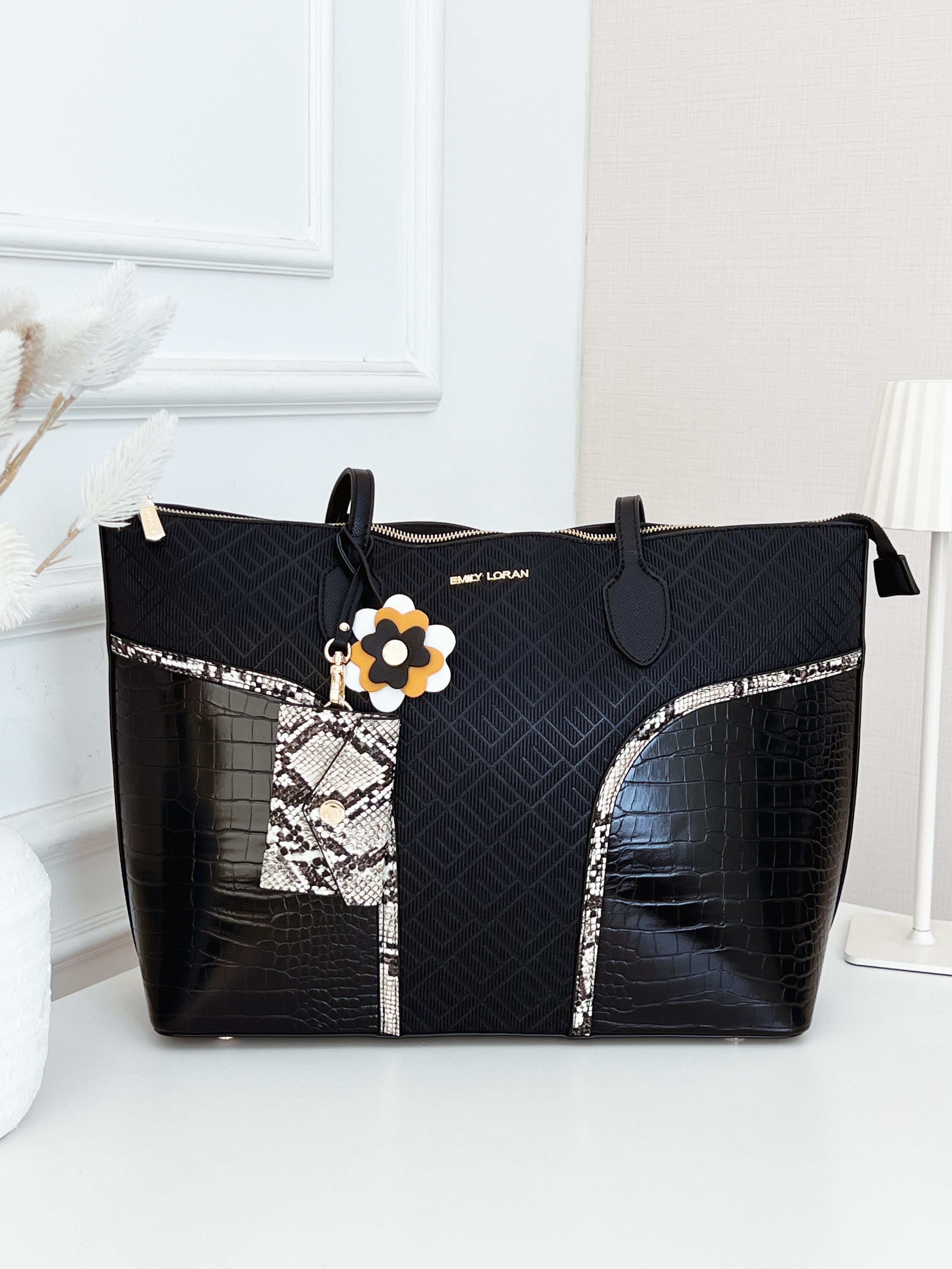 Emily Loran Textured Quilted Shoulder Bag with Matching Mini Pouch