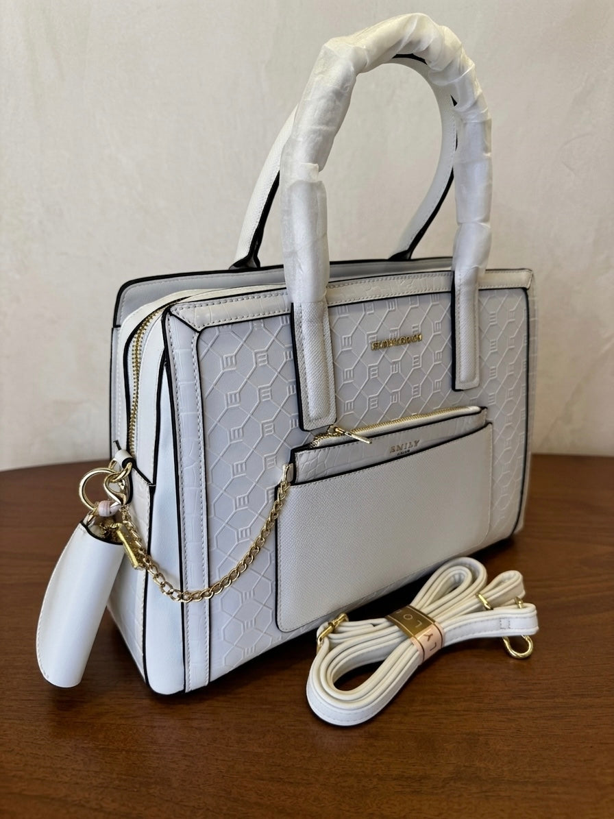 Embossed Geometric Satchel Bag