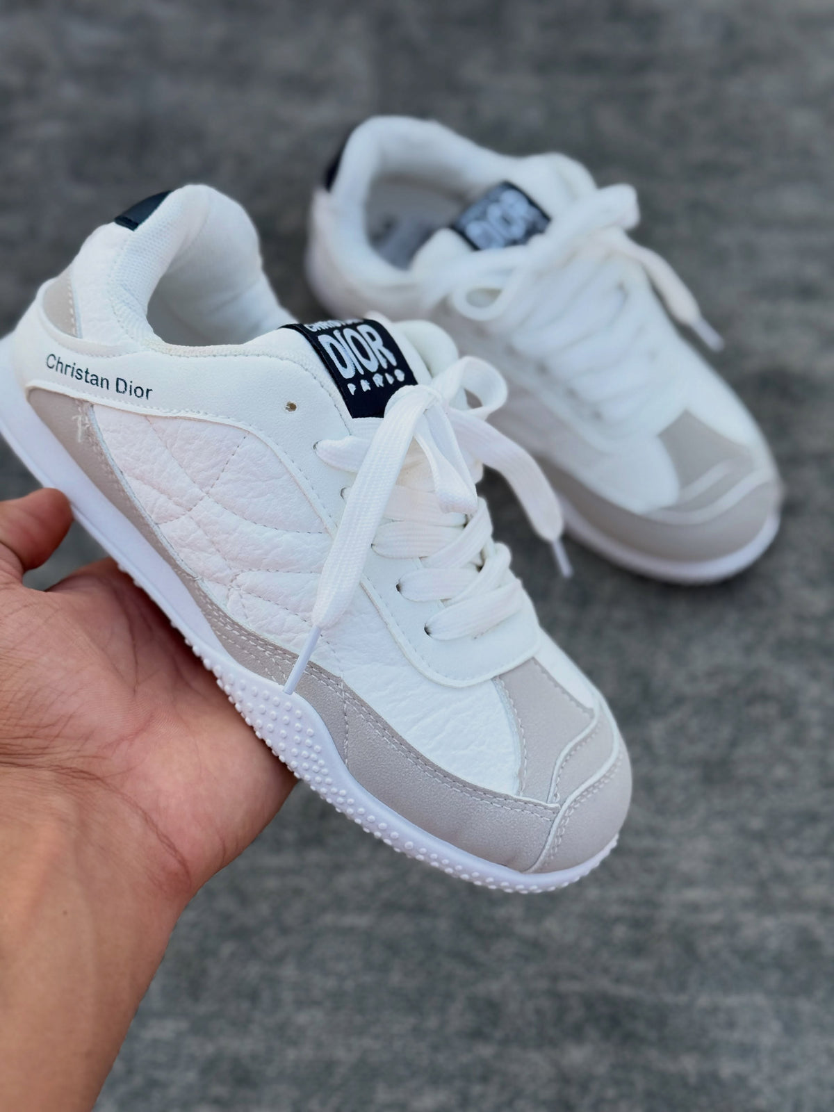 Dior Style Quilted Low-Top Sneakers