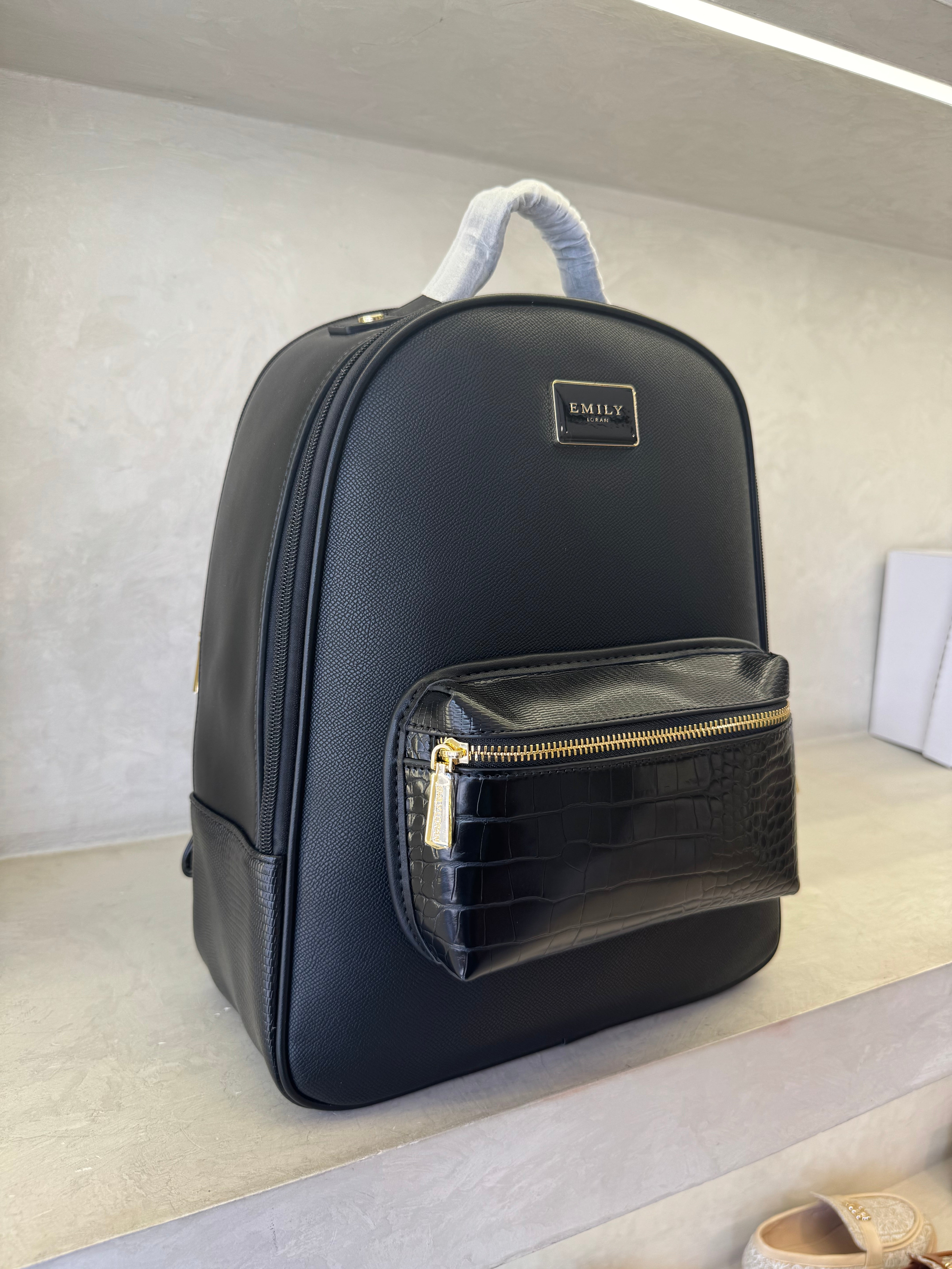 Emily multi-color block backpack with front zipper pocket