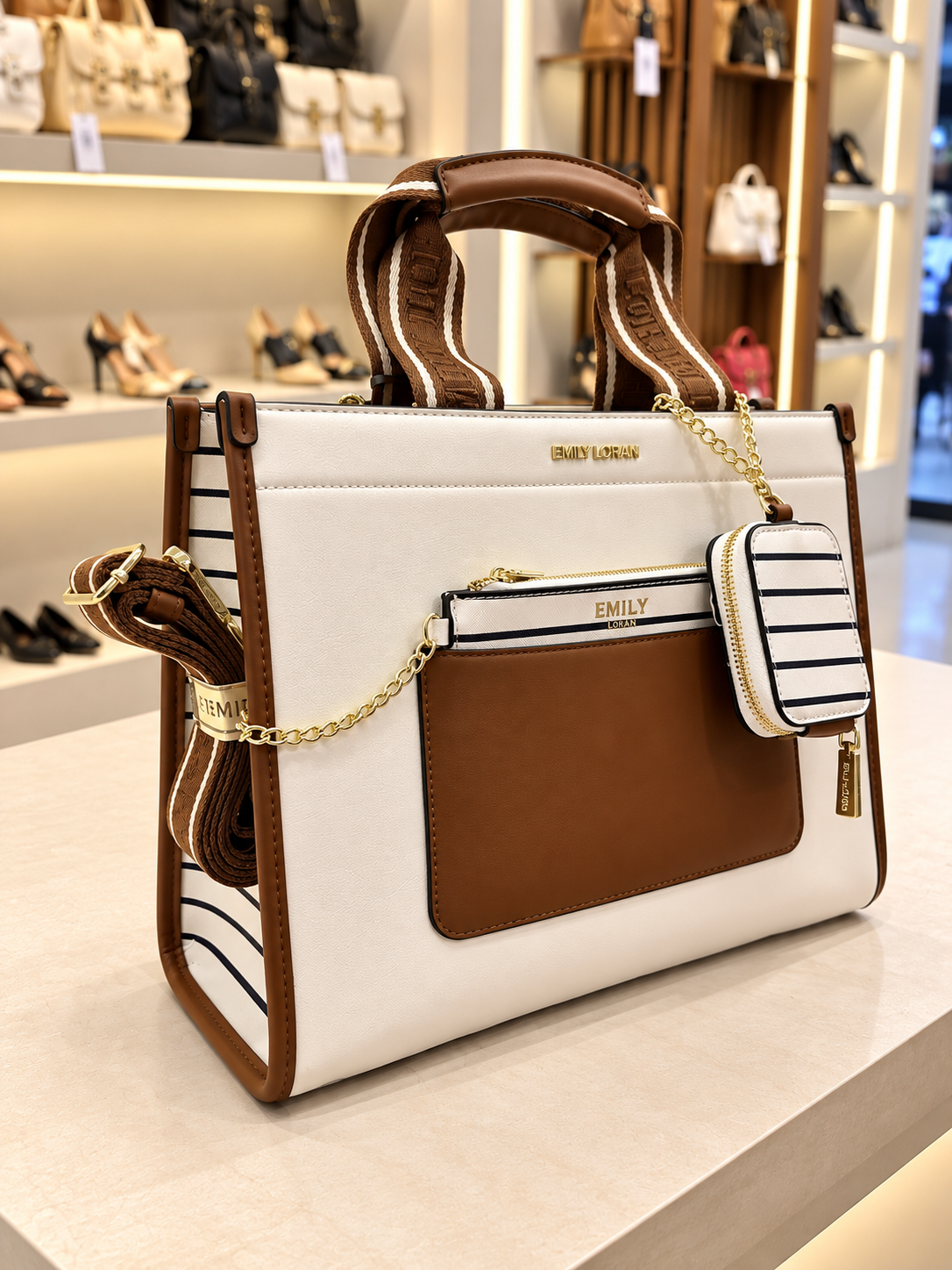 Emily Loran Textured Tote Bag with Coin Purse
