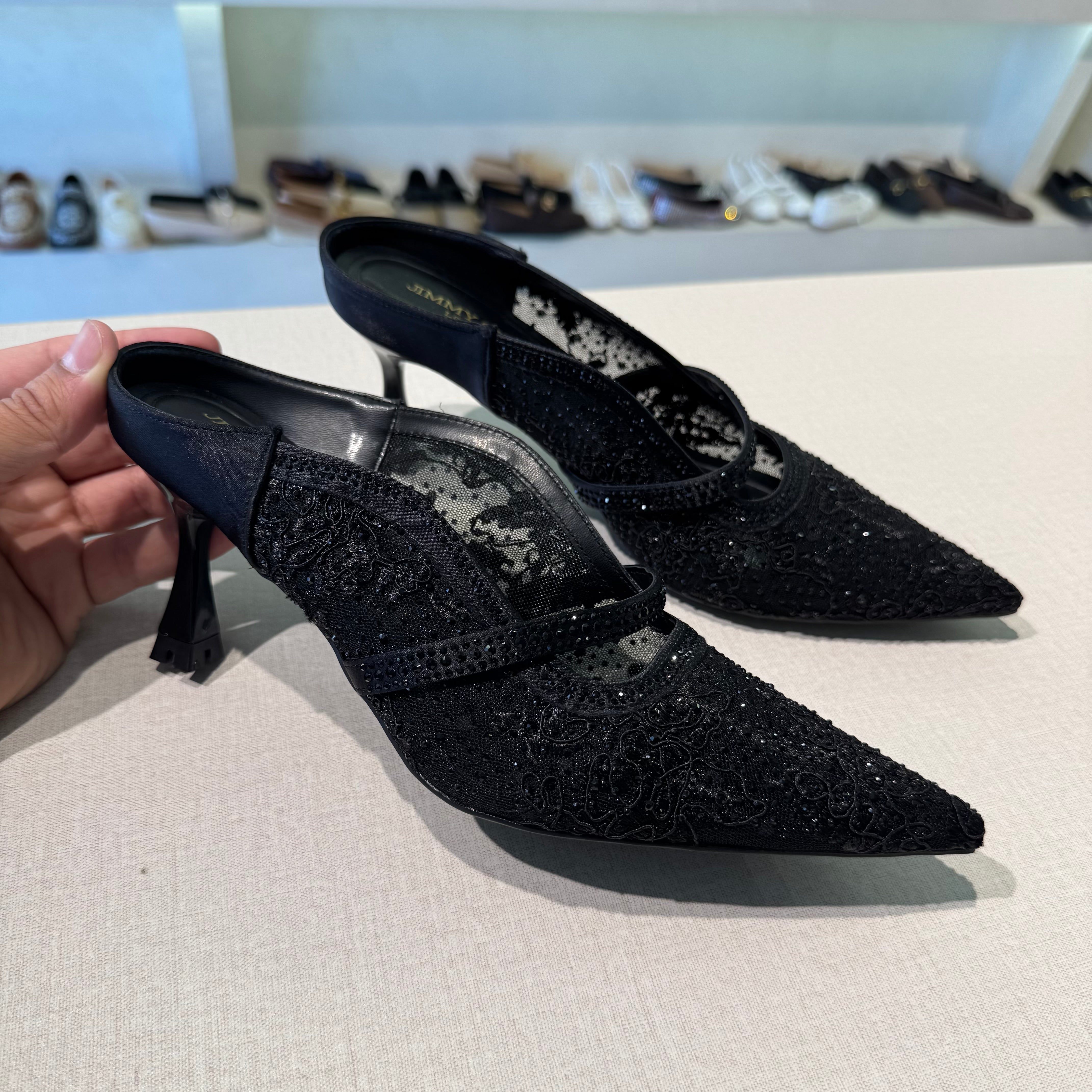 Mid Height Sequined Heels