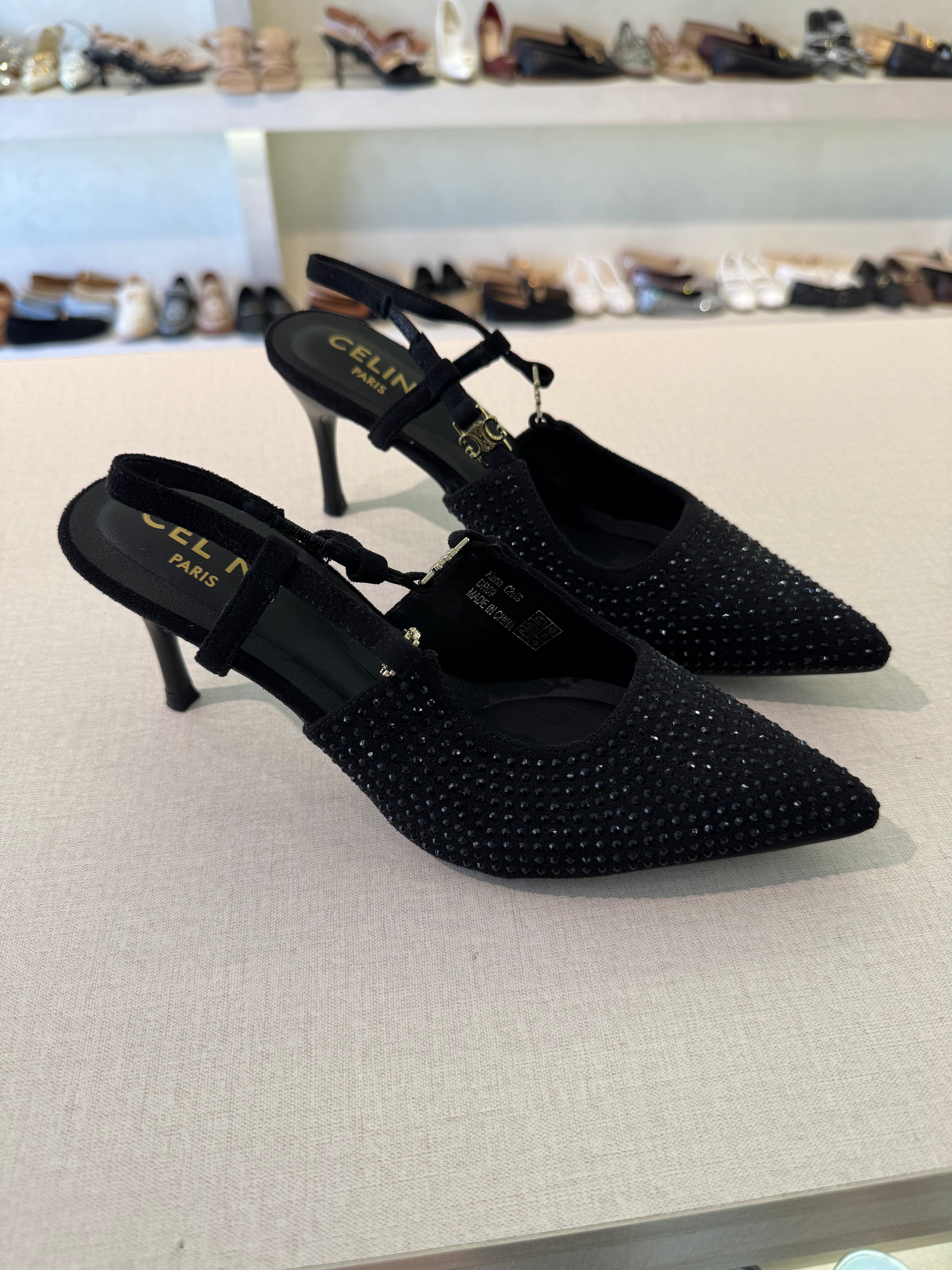 Celine Crystal Embellished Stiletto Heels