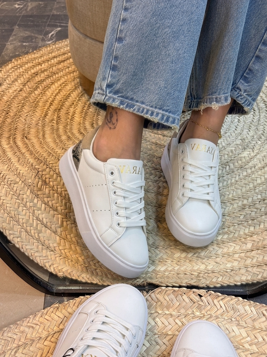 White Leather Platform Sneakers