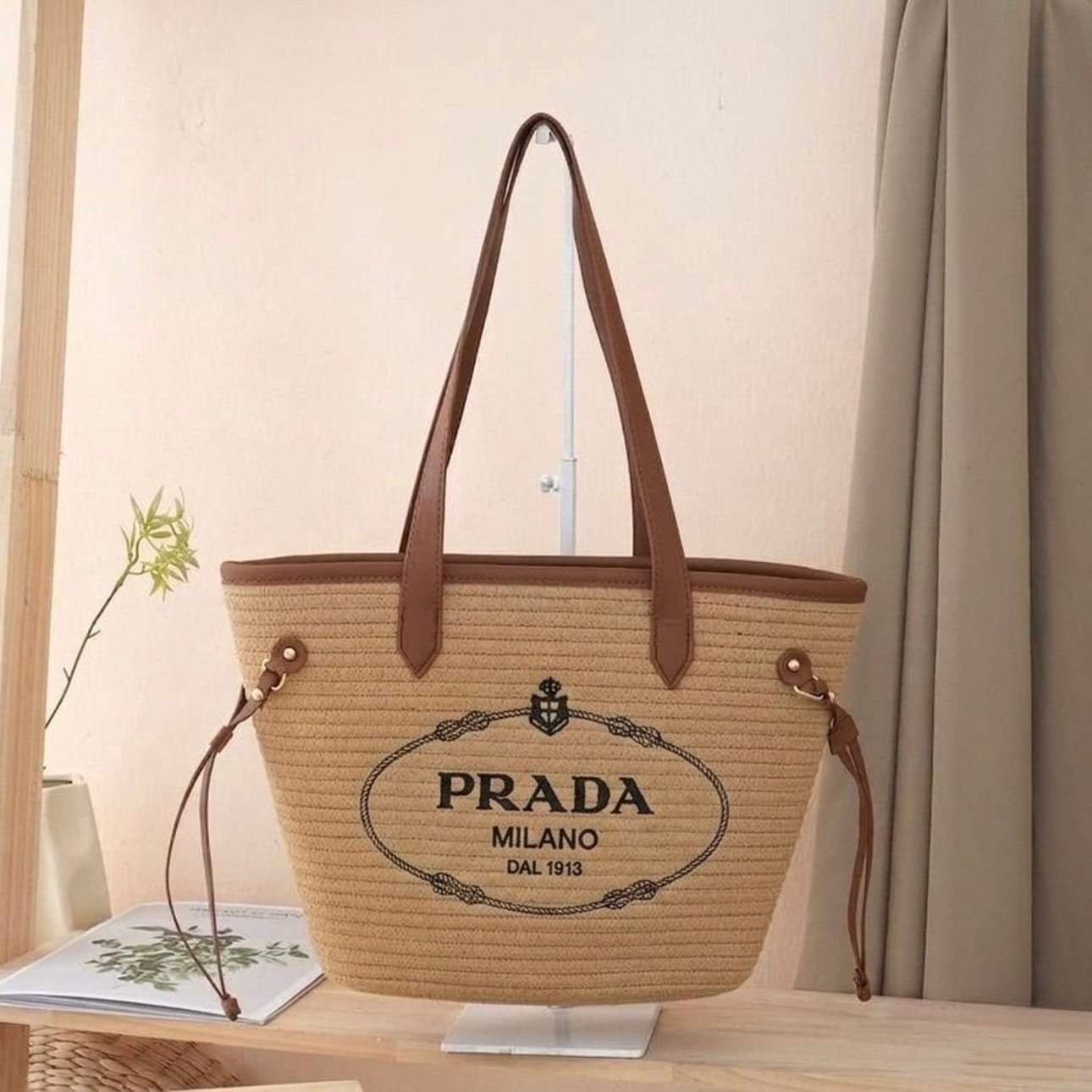Prada handwoven basket bag