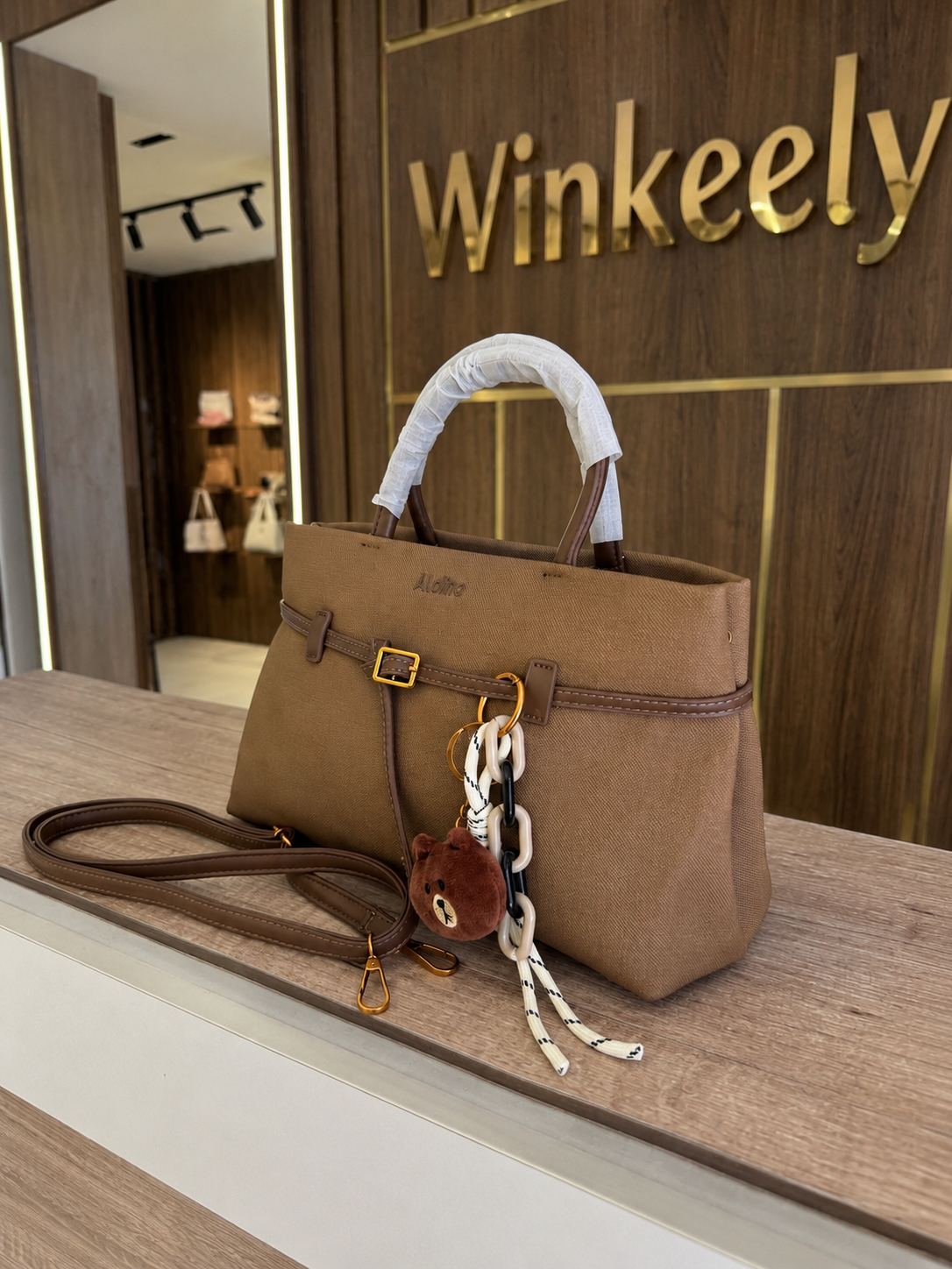 Canvas Top Handle Tote Bag With Belt Detail