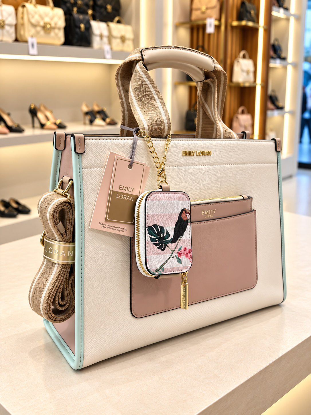 Emily Loran Textured Tote Bag with Coin Purse
