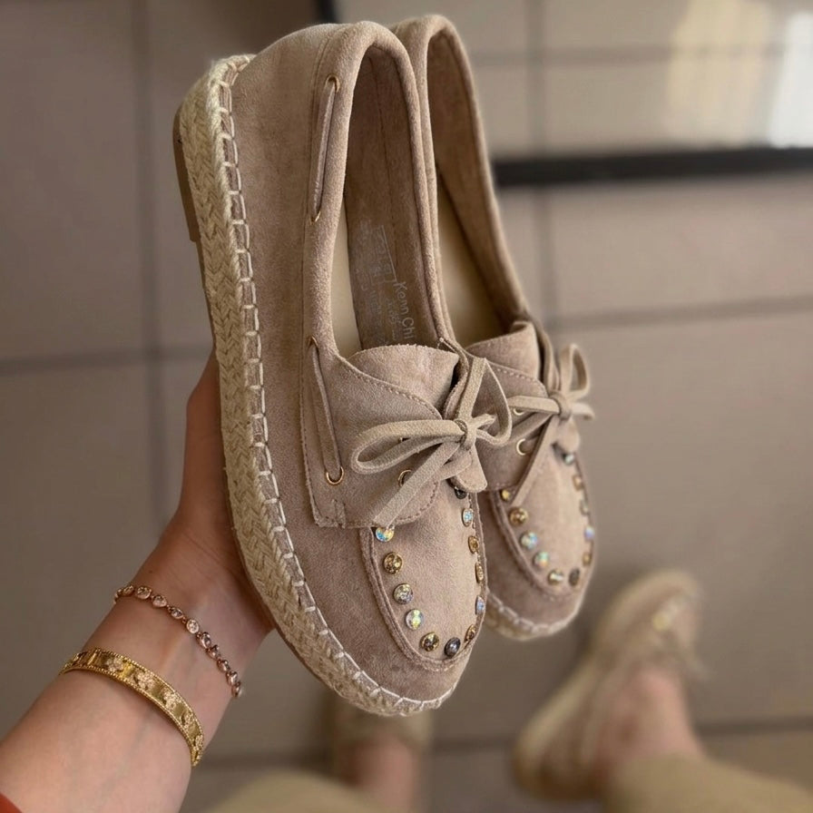 Suede Embellished Loafers