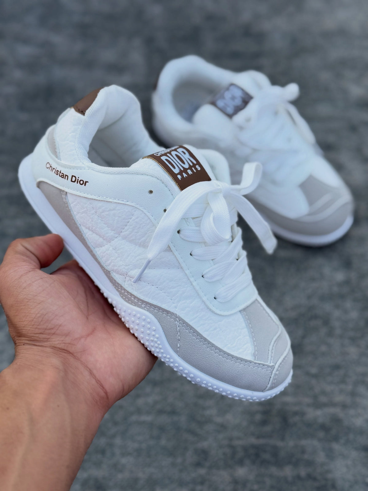 Dior Style Quilted Low-Top Sneakers