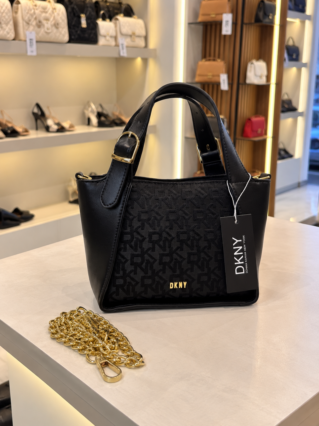 DKNY Monogram Jacquard Small Satchel Bag