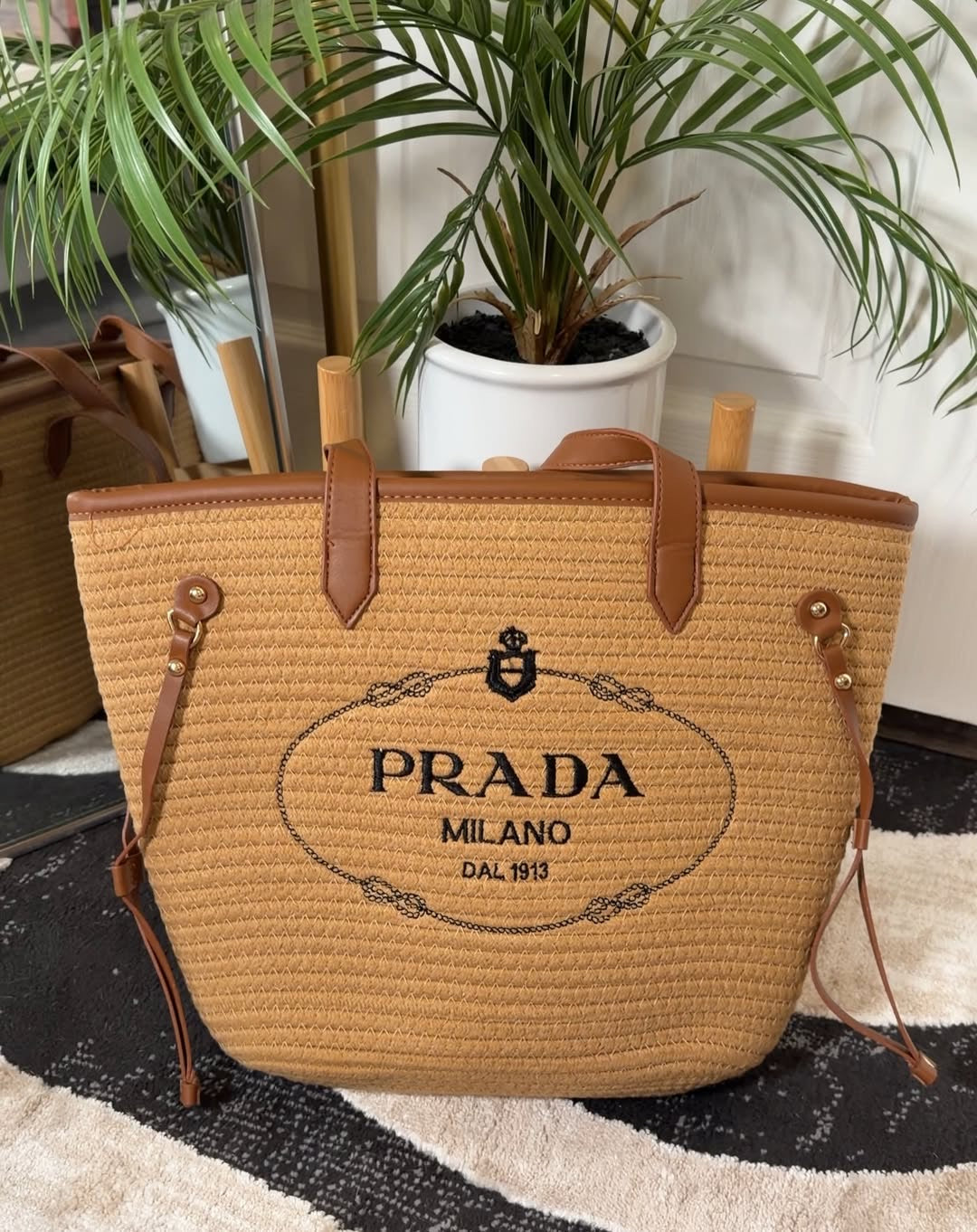 Prada handwoven basket bag