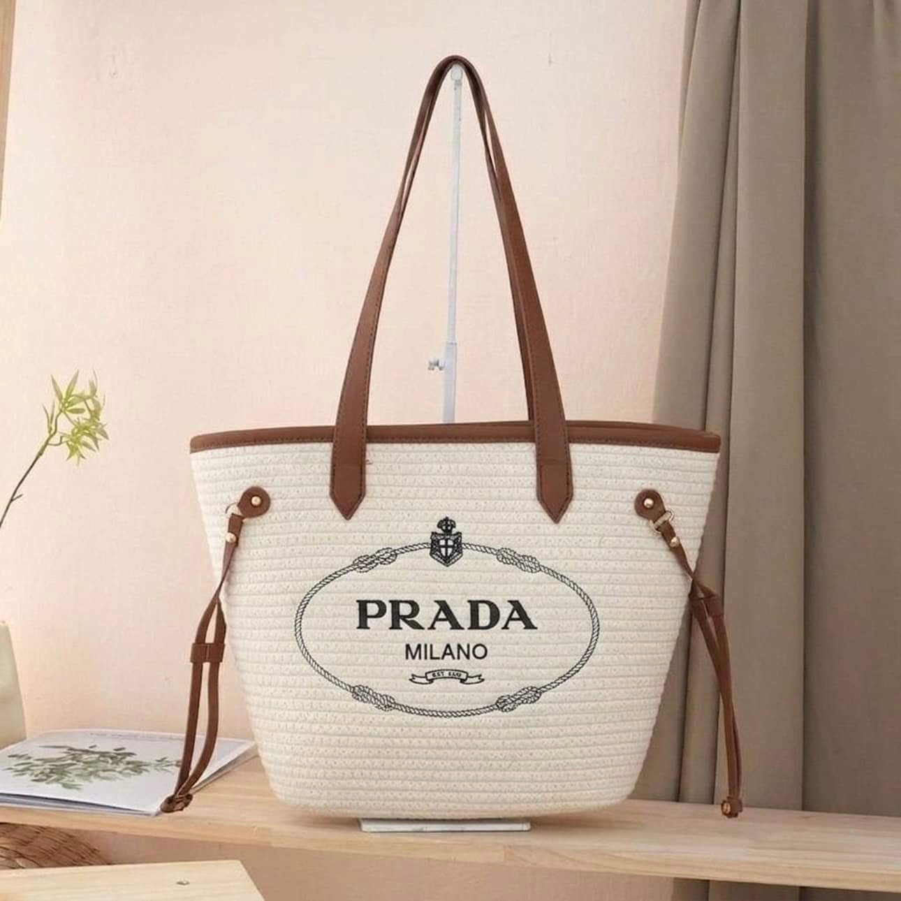 Prada handwoven basket bag