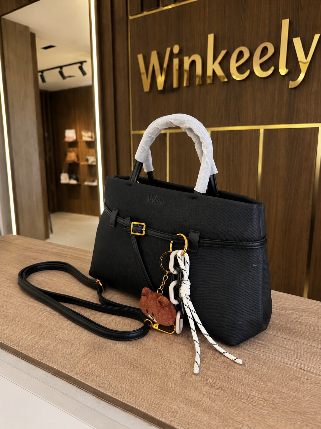 Canvas Top Handle Tote Bag With Belt Detail