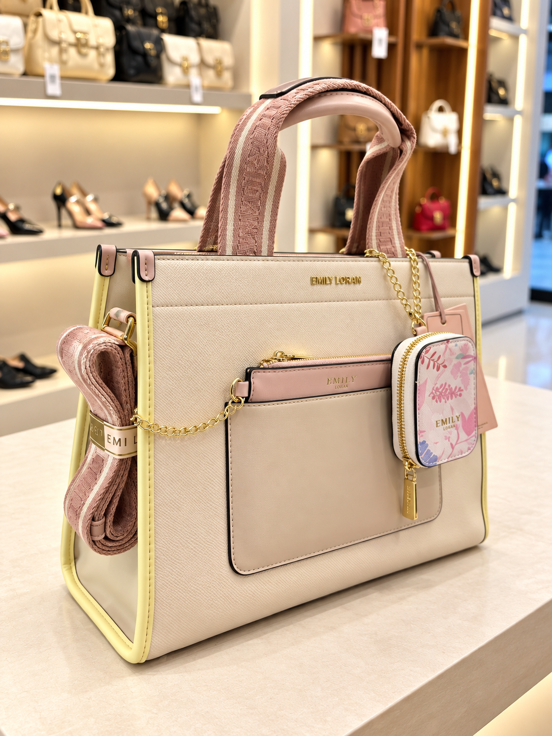 Emily Loran Textured Tote Bag with Coin Purse