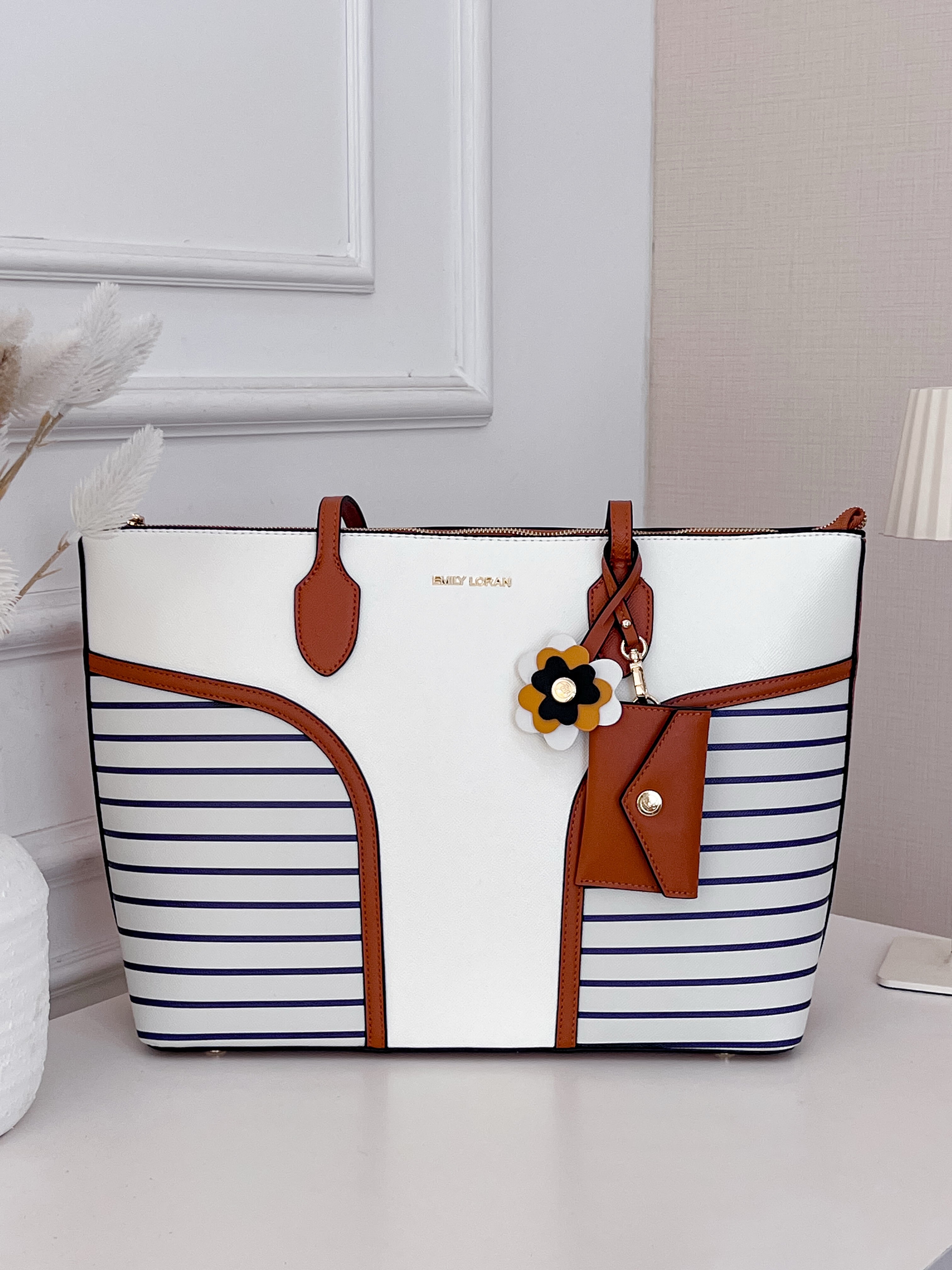 Emily Loran Textured Quilted Shoulder Bag with Matching Mini Pouch