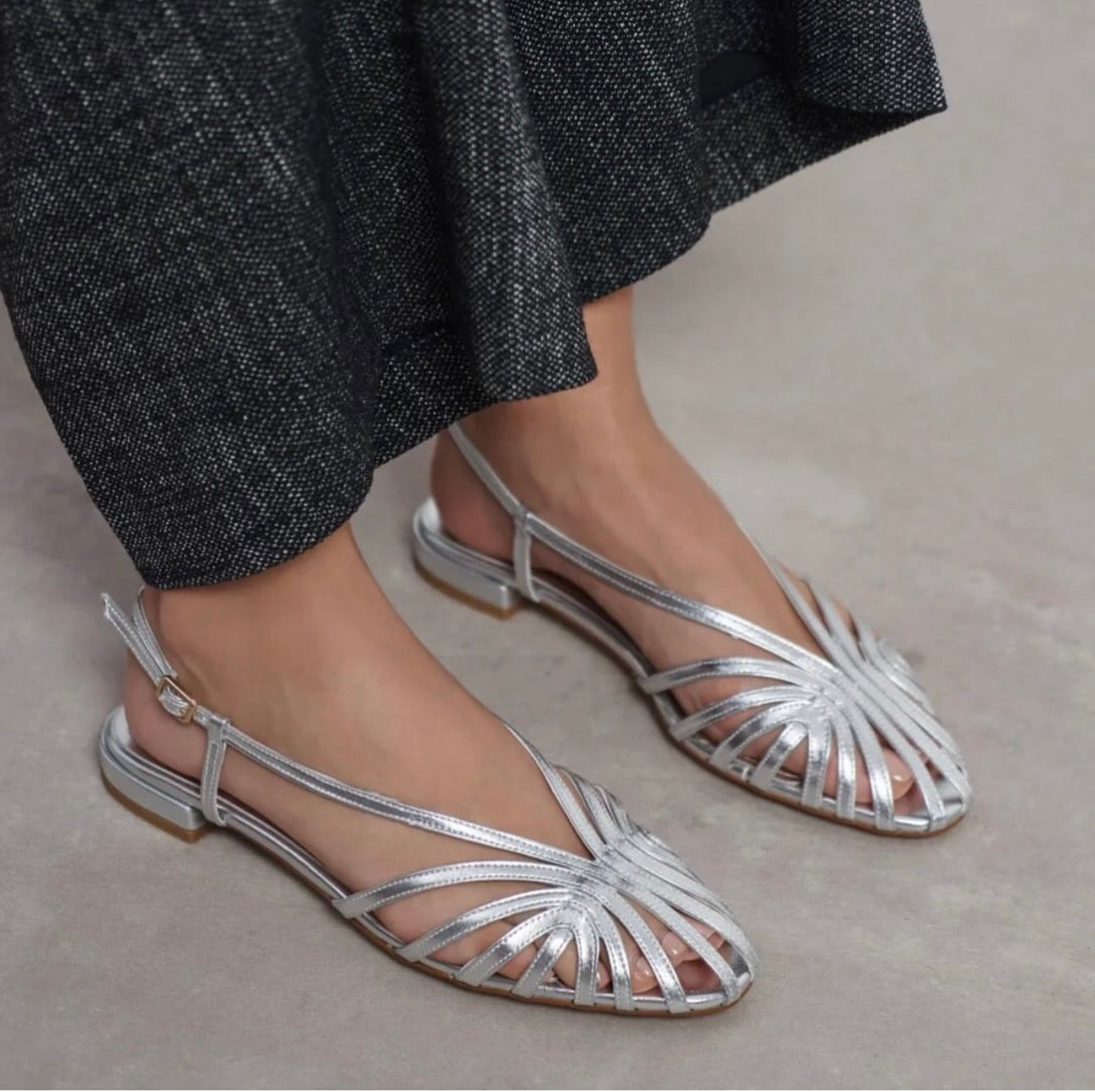 Strappy Cage Slingback Flats
