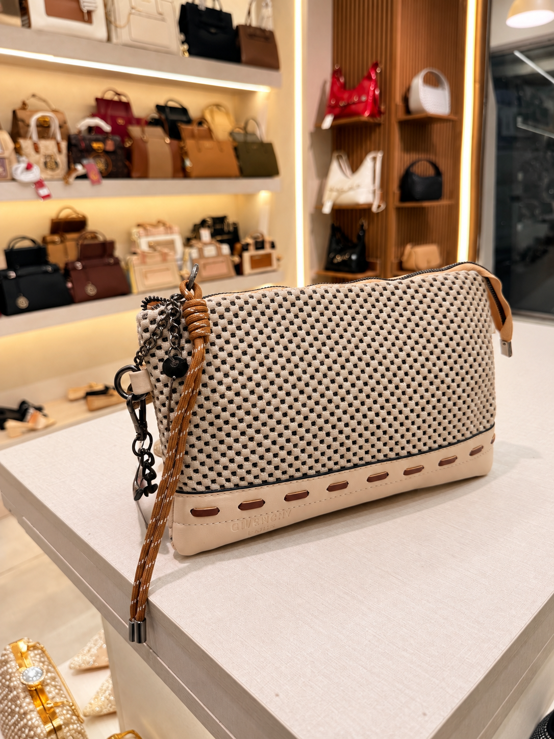Woven Mesh Crossbody Clutch