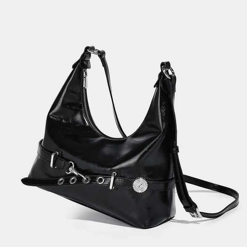 Faux Leather Belted Shoulder Bag