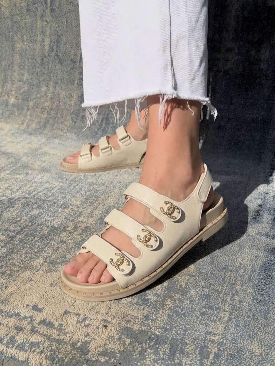 Leather Chanel Triple-strap Sandals