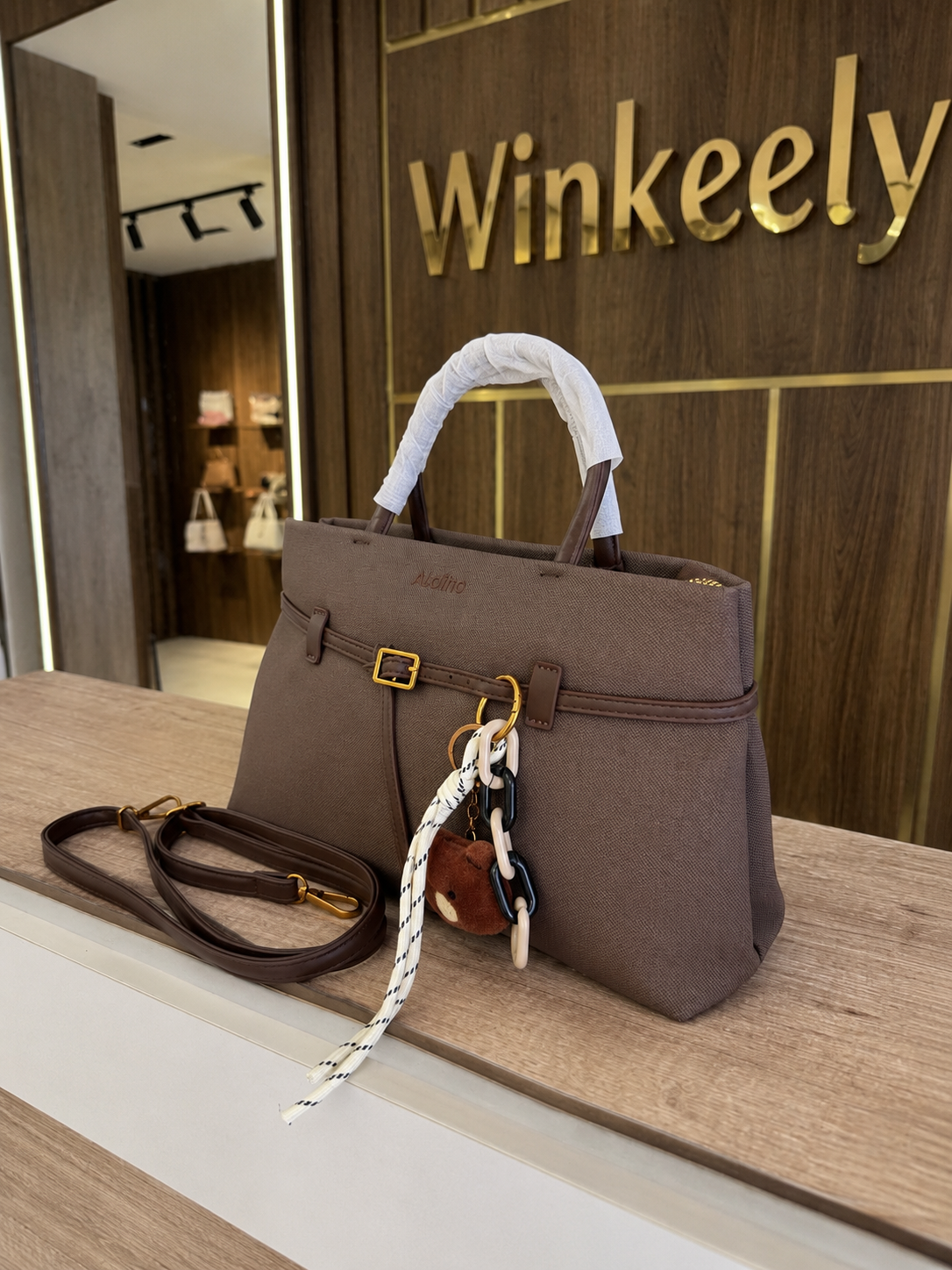 Canvas Top Handle Tote Bag With Belt Detail