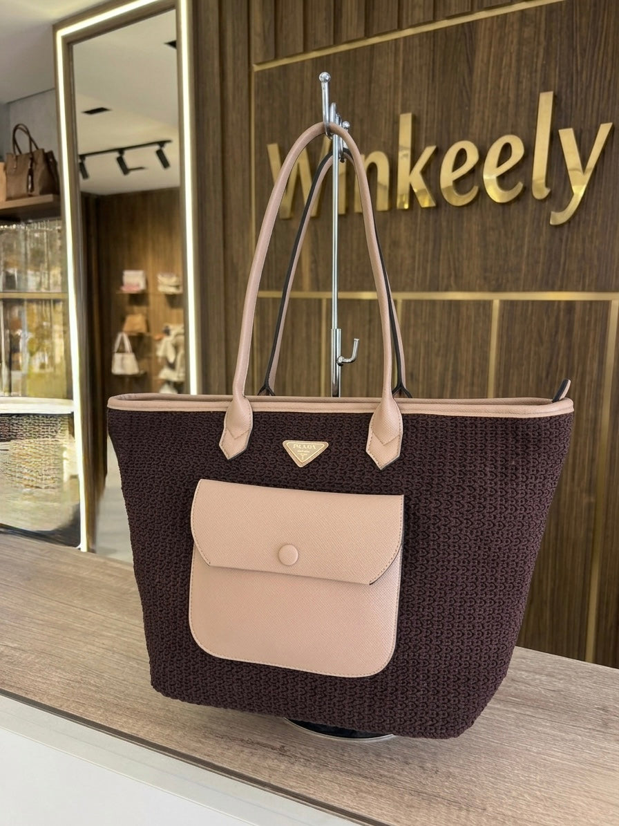 Woven Prada Tote bag Leather front pocket