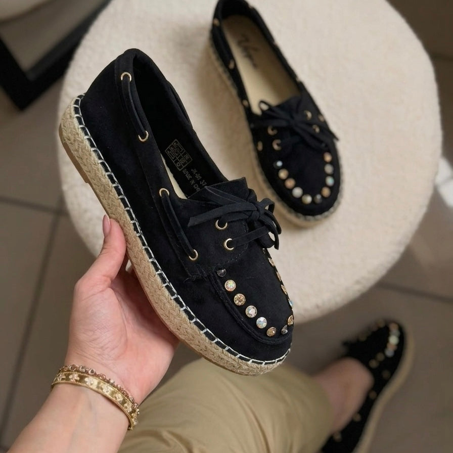 Suede Embellished Loafers