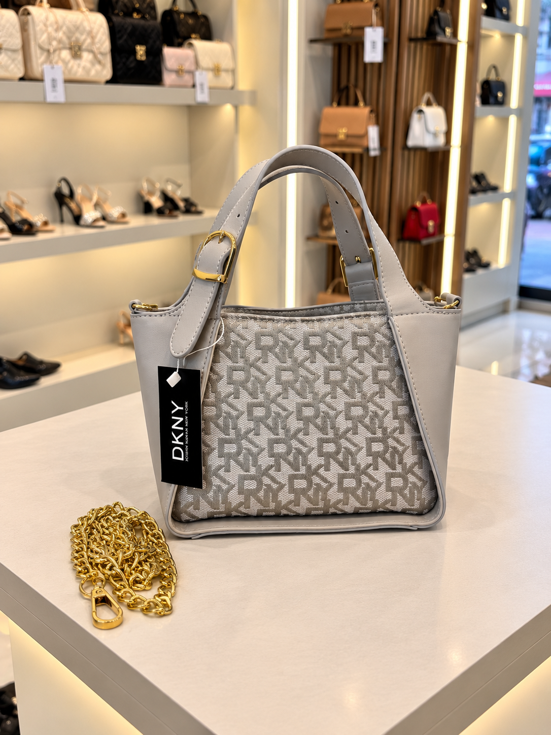 DKNY Monogram Jacquard Small Satchel Bag