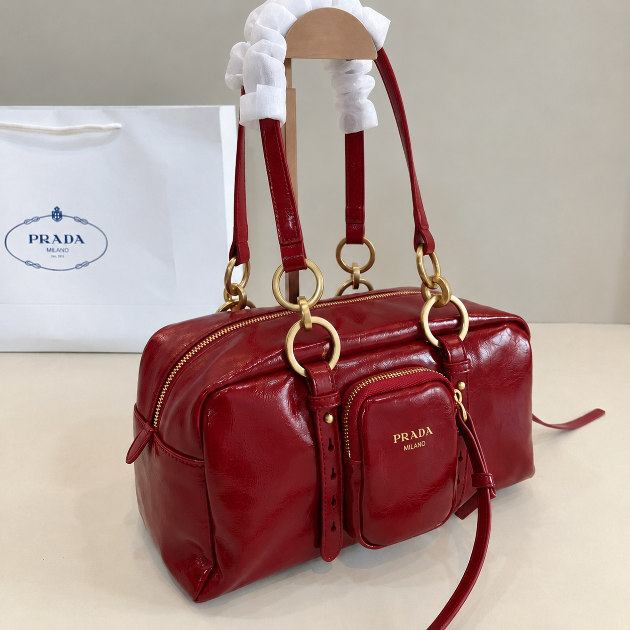 Dangle Medium Leather Shoulder Bag