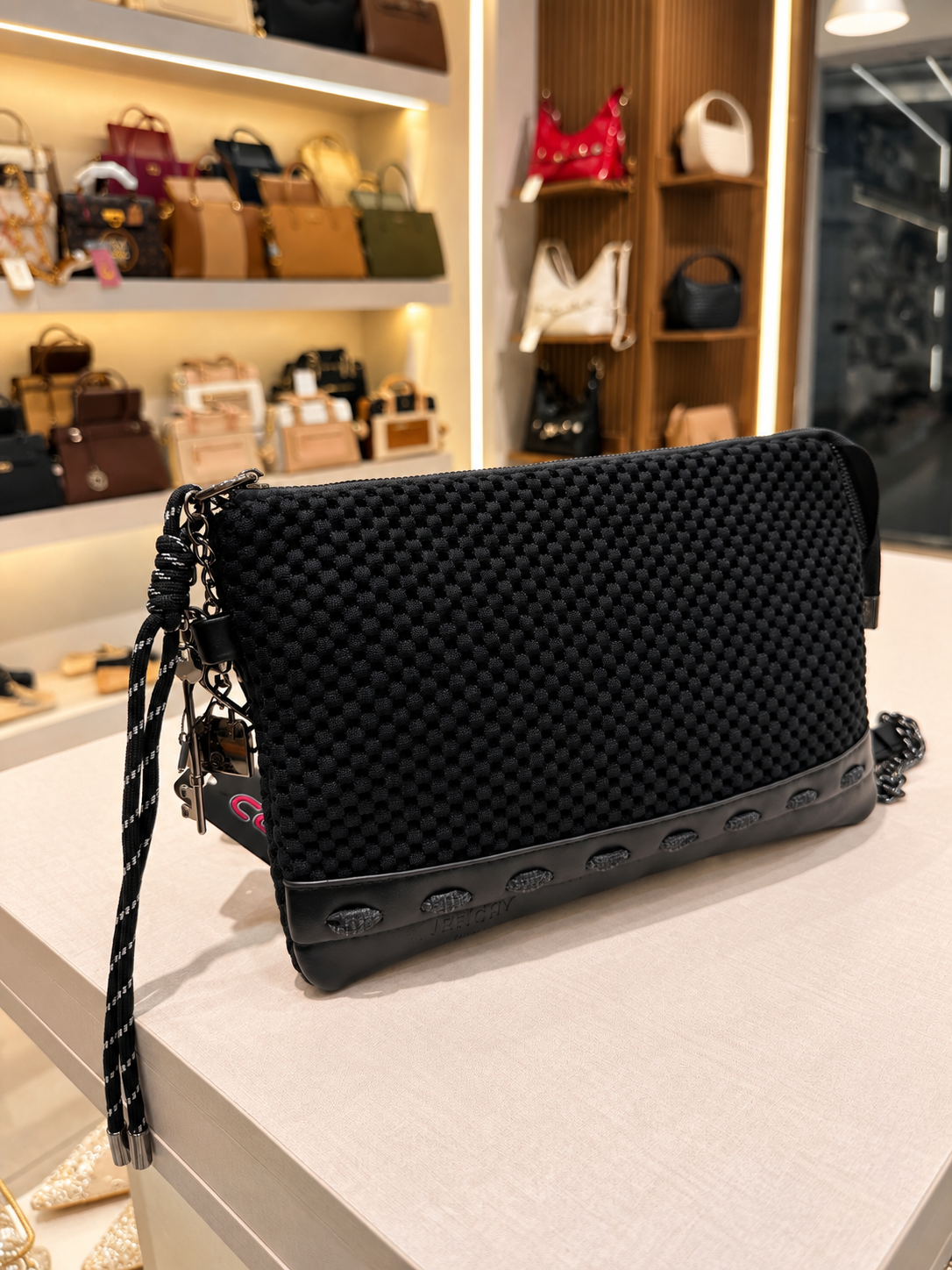 Woven Mesh Crossbody Clutch