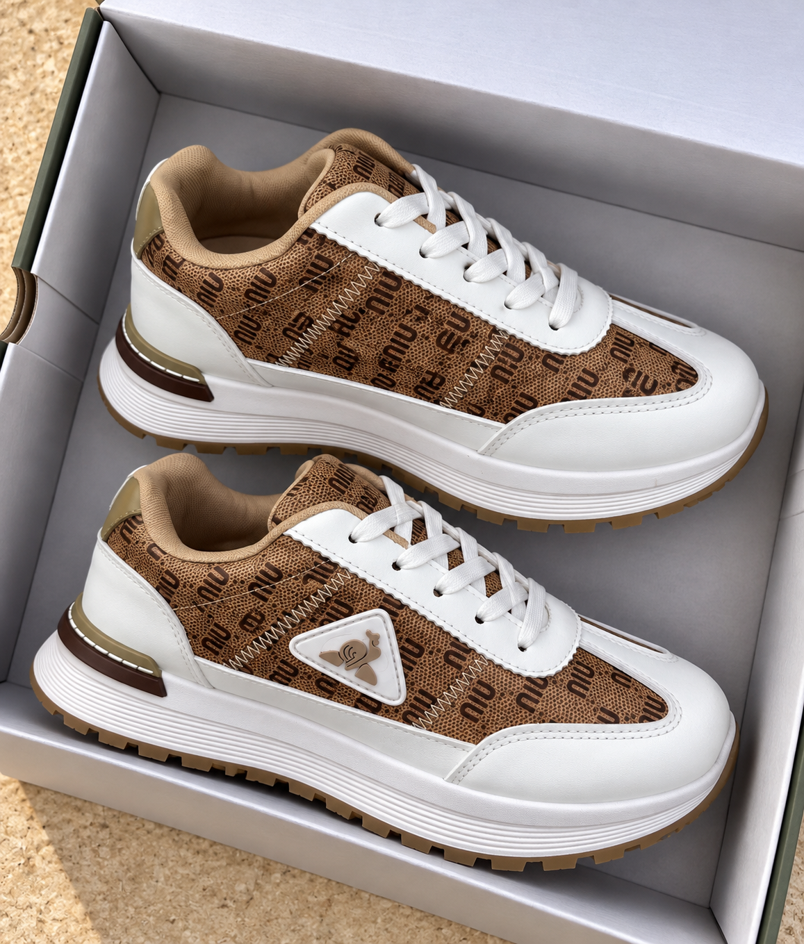 Contrast Panel Monogram Sneakers