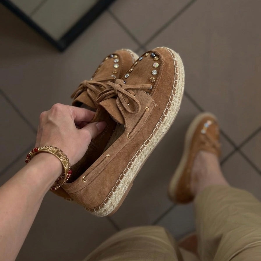 Suede Embellished Loafers