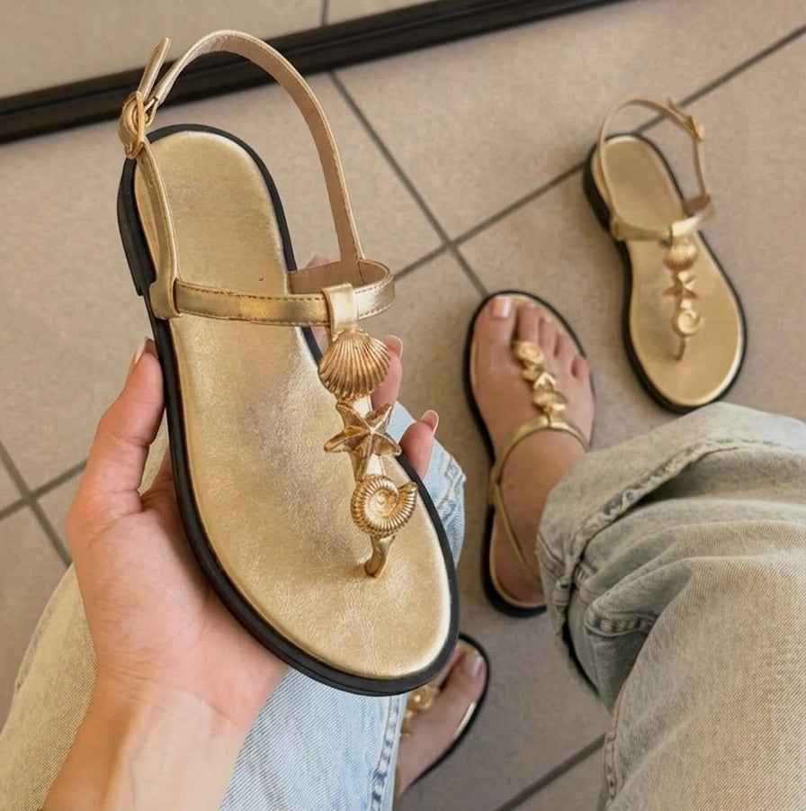 Seashell T-Strap Sandals