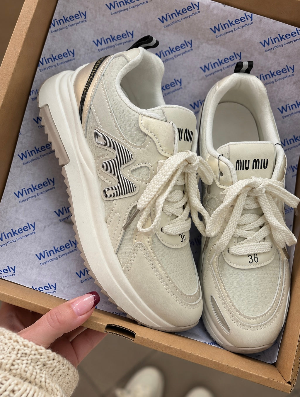 Miu Miu Inspired Chunky Leather Sneakers